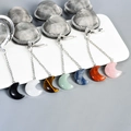 Mesh stainless steel tea infuser ball set with crystal moon pendants in assorted colors - Crystal Moon Style / White Crystal