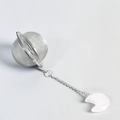Mesh stainless steel tea infuser featuring a crystal moon charm on the hanging chain - White Crystal