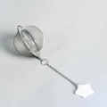 Infusore per tè a sfera in acciaio inox con catena e ciondolo a stella bianca - Cristallo di rocca