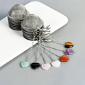 Stainless steel mesh tea infuser with heart-shaped gemstone pendants for loose tea - Crystal Heart Style / White Crystal