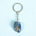 Lapis lazuli keychain with natural raw stone pendant and silver metal ring - Lapis Lazuli