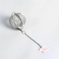 Infusore da tè in acciaio inox con ciondolo a stella in cristallo rosa e catenina - Quarzo rosa