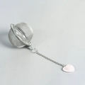 Infusore per tè in acciaio inox con ciondolo a cuore rosa su catena d'argento - Quarzo rosa