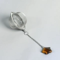 Stainless steel mesh tea infuser with tiger eye star pendant and hanging chain - Tiger's Eye