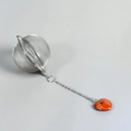 Infusore per tè in rete d'acciaio inox con catena e ciondolo a cuore in pietra rossa - Diaspro Rosso