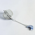 Infusore per tè in acciaio inox con catenella e ciondolo a luna in pietra blu - Sodalite blu