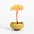 Arbre de cristal jaune naturel dans un bol en céramique pour décoration d'intérieur - Style Bonsaï Citrine
