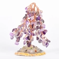 Handcrafted amethyst crystal money tree with copper wire branches on a natural stone base - Amethyst