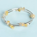 Handmade double-layer wrap bracelet featuring natural yellow citrine crystals and silver beads - Rutilated Quartz