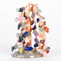 Multicolor natural crystal tree ornament with copper wire and stable resin base - Rainbow