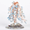 Handmade light blue crystal willow tree on a natural agate base for home office decor - Aquamarine