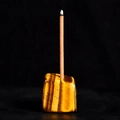 Natural tiger eye stone incense burner block with unique golden brown fibrous texture - Tiger's Eye