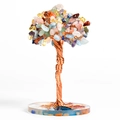 Handmade chakra crystal tree with copper wire and colorful gemstones on resin base - Tree with Base / Rainbow