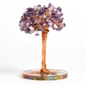 Handcrafted purple amethyst crystal tree with a round colorful gemstone resin base - Tree with Base / Purple Crystal