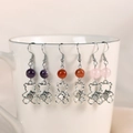 Set tre paia di orecchini con perle colorate e ciondolo orsetto regalo di Natale - Orso (Ametista)