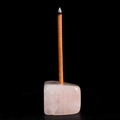 Natural rose quartz crystal incense holder with translucent pink mineral texture and smoke - Rose Quartz