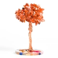 Handmade orange agate gemstone tree with wire branches on a clear resin base - Tree with Base / Southern Red Agate