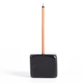 Minimalist black natural crystal cube stone incense holder with a single incense stick - Obsidian