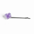 Elegante fermaglio per capelli in argento con ametista grezza e design minimal - Fiore di Ametista Argento