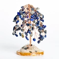 Handmade lapis lazuli crystal tree on agate base with copper wire branches - Lapis Lazuli