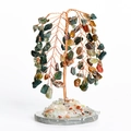 Handmade willow style crystal tree with multi-color stones and grey stone base - Moss Agate