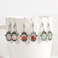 Tre paia di orecchini Mano di Fatima in argento con perline rosa, rosse e verdi - Mano di Fatima (Ametista)
