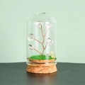 Miniatura albero di cristallo in cupola di vetro con pietre naturali e base in sughero - Cristallo di rocca
