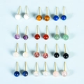 Set di 12 paia di orecchini a perno in cristallo naturale da 6mm con perni dorati - Sfera-Oro / Quarzo rosa