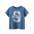 Blauw T-shirt met korte mouwen voor jongens van katoen met vintage Secret-print - 130 / Legerblauw