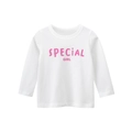 Girl's white long sleeve cotton T-shirt with pink Special Girl letter print - 90cm / Off-white