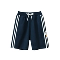 Navy blue kids' sports shorts with classic white side stripes and drawstring waist - Royal Blue