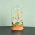 Arbre en cristal de citrine naturelle sous dôme en verre avec base en liège - Citrine