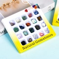 Educational kit with 20 assorted natural tumbled gemstones in a yellow collector box - Mixed Set of Multiple Materials