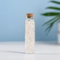 Natural white crystal gravel inside a tall glass wishing bottle with wood cork stopper - White Crystal (5-7mm)