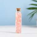 Natural rose quartz crystal chips in a slender glass jar with cork stopper for decor - 5-7mm Chips / Rose Quartz