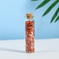 Natural red agate gemstone chips in transparent glass bottle with cork stopper - South Red Agate (5-7mm)