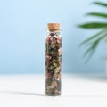 Mini glass bottle with colorful natural gemstone crystals and a wooden cork stopper - Tourmaline (5-7mm)