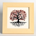 Handcrafted Tree of Life wooden picture frame with pink raw crystal stone chips - Strawberry Quartz