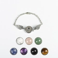 Bracciale fai-da-te in lega d'argento con sette bottoni automatici in pietre colorate - 15 Bracciale in Lega Design ad Ala Con Bottoni in Pietra