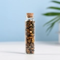 Polished natural tiger eye crystal chips in a glass bottle with cork stopper decor - Tiger Eye (5-7mm)