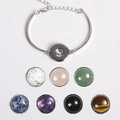 Set bracciale a bottone argento con sette bottoni intercambiabili in pietre naturali - 19 Bracciale in Lega Telaio ad Arco Con Bottoni in Pietra
