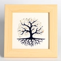 Square wood frame tree of life decor with natural stone and shell mosaic artwork - Howlite