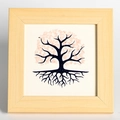 Pink crystal tree of life art in a light wood frame for home table decoration - Rose Quartz