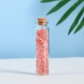 Natural pink crystal stones in a clear glass bottle with a cork lid for home decor - Watermelon Crystal (5-7mm)