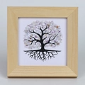 Tree of Life wooden photo frame with purple amethyst and clear quartz crystal stones - Fluorite