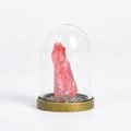Campione di cristallo rosa naturale in cupola di vetro con base in bronzo metallico - Processo di placcatura / Rosso