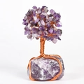 Amethyst gemstone crystal tree with copper wire and raw amethyst base for office decor - Amethyst Base + Amethyst