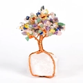 Handmade multicolor crystal tree with amethyst on a natural white quartz base - White Crystal Base - Multi-color