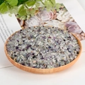 Natural colorful fluorite crystal crushed stones in a round wooden tray for aromatherapy - Colorful Fluorite / 3-5mm / 300g