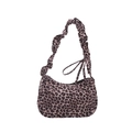 Leopard print hobo bag with ruffled shoulder strap and sweet bow detail finish - Black